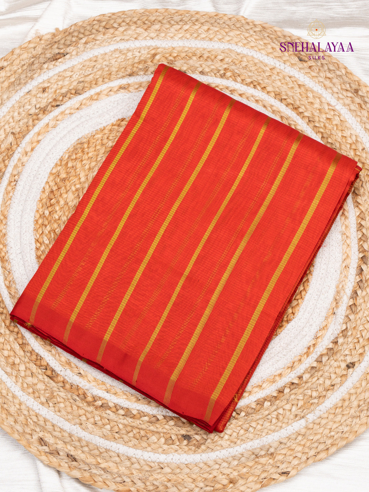 Orange Mangalagiri Silk Cotton Saree