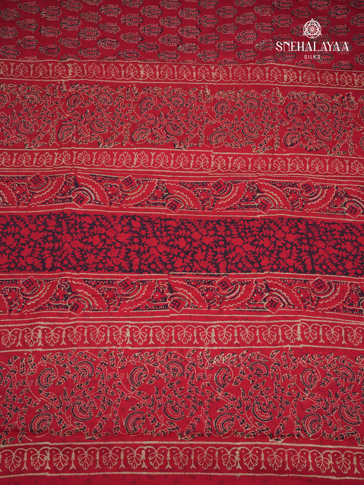 Red Jaipur Cotton Saree