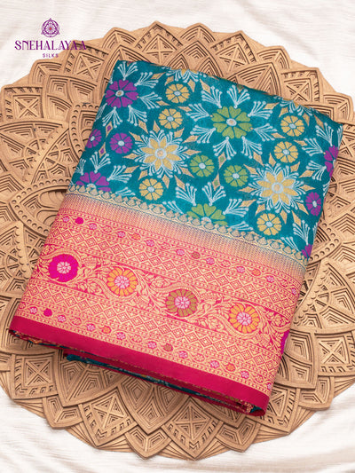 Blue Ikat Silk Saree