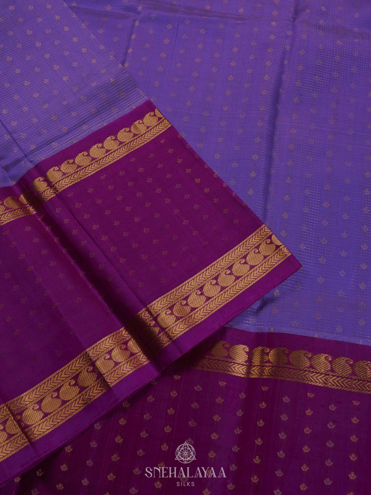 Purple Kuppadam Silk Cotton Saree with Magenta Border