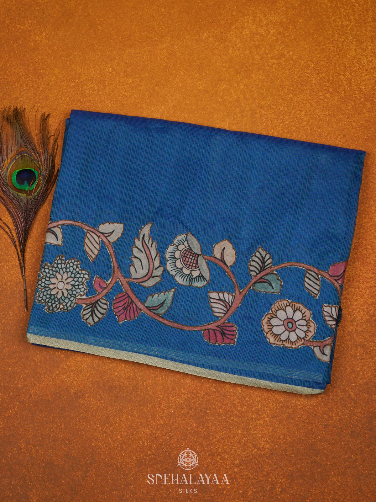 Blue Kota Embroidery Saree