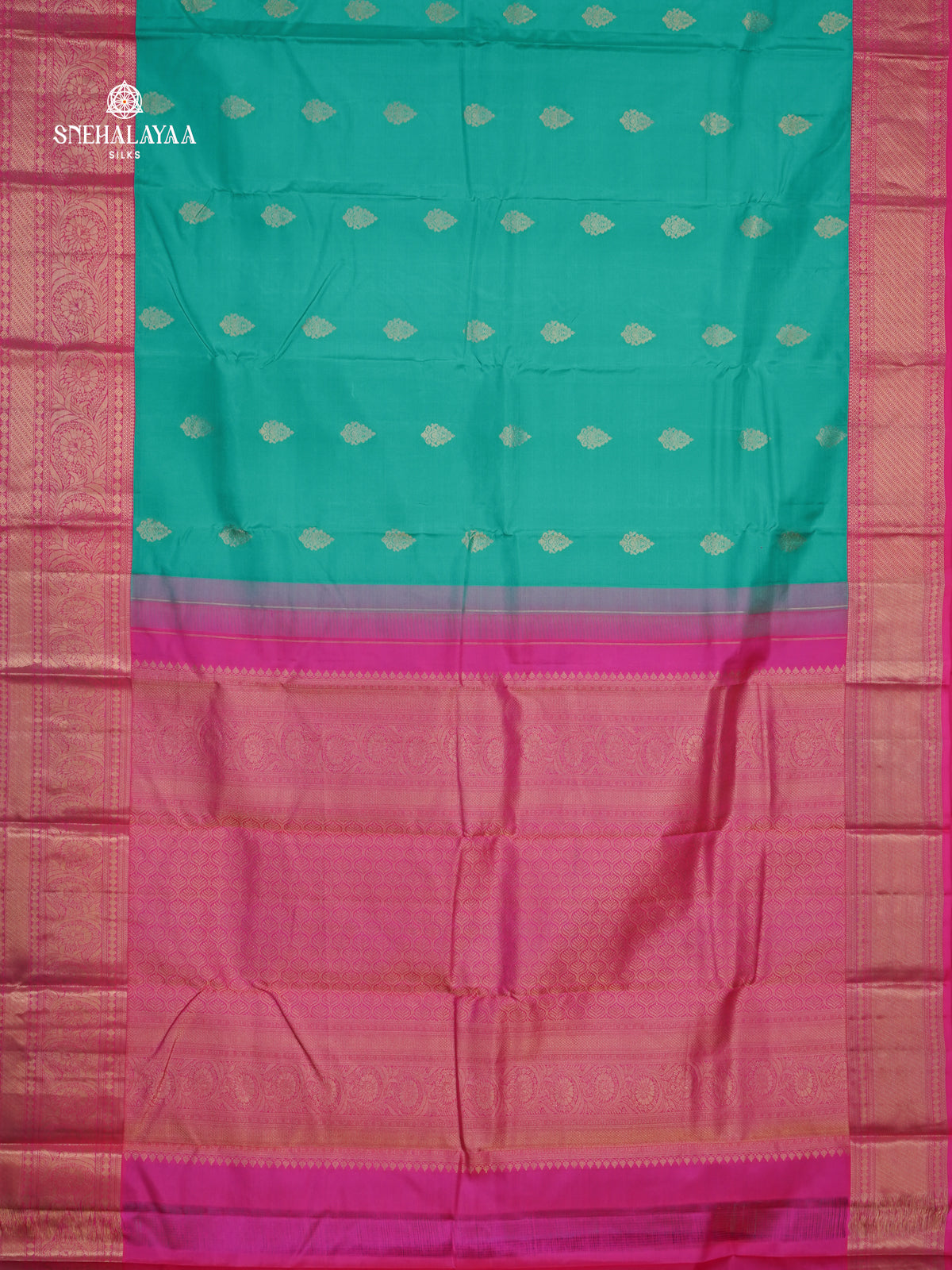 Teal Blue Kanjivaram Silk Saree