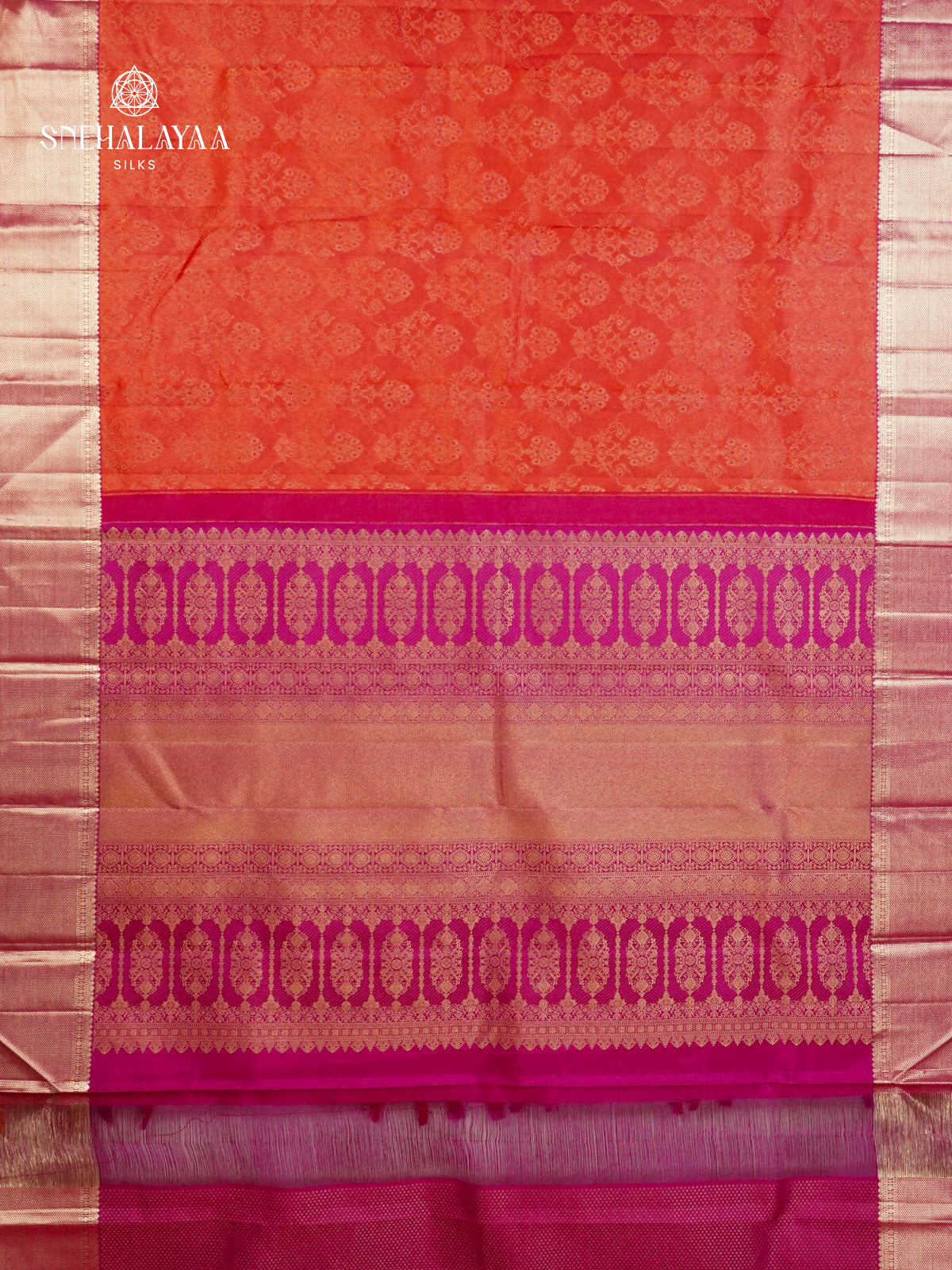 Rust Orange Kanjivaram Silk Saree