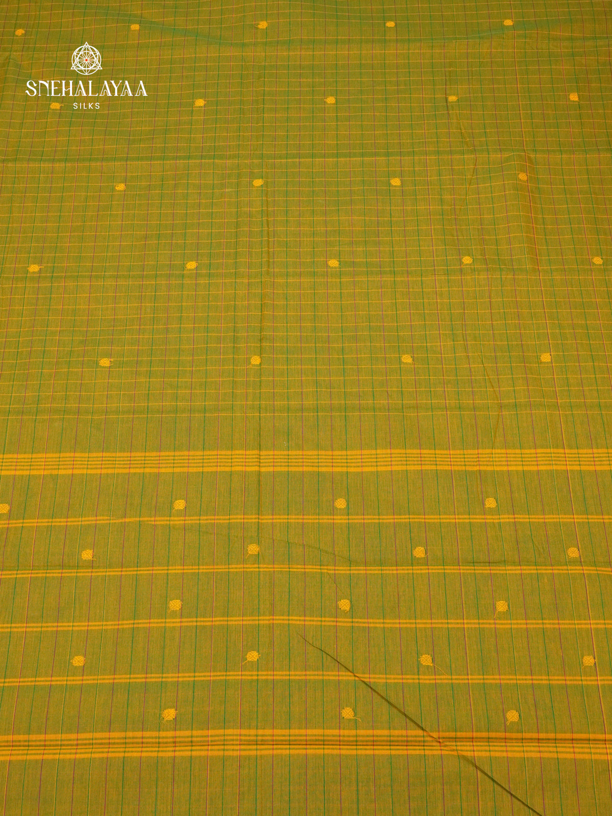 Checked Green Kanchi Cotton Saree with Traditional Zari Border