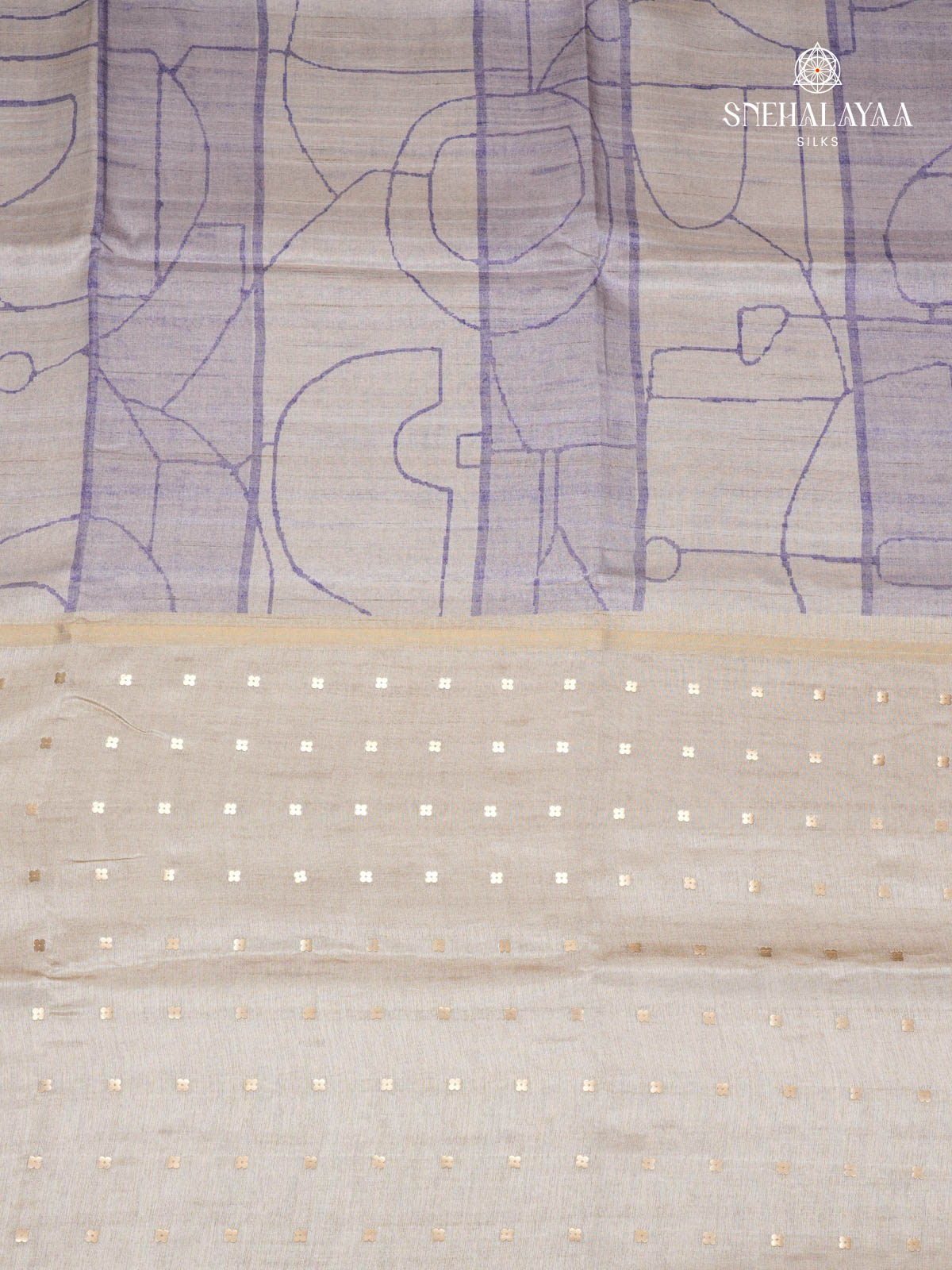 Purple Printed Tussar Saree