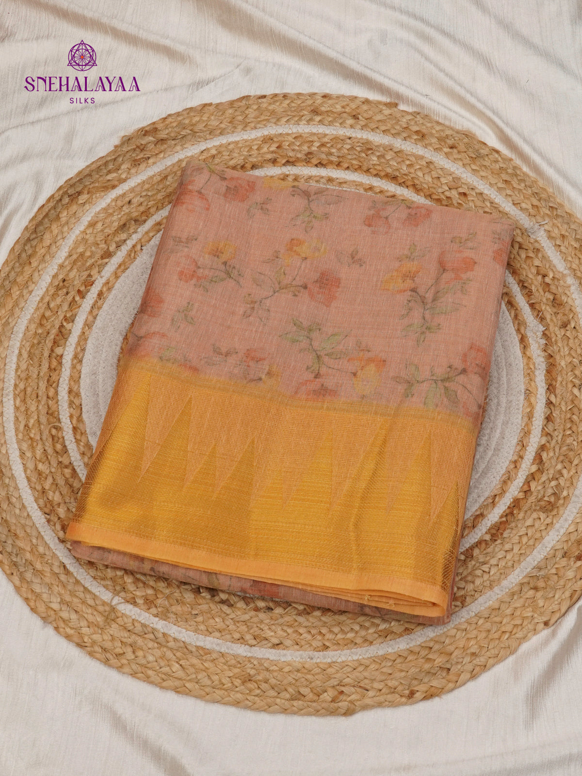 Peach Linen Tissue Saree
