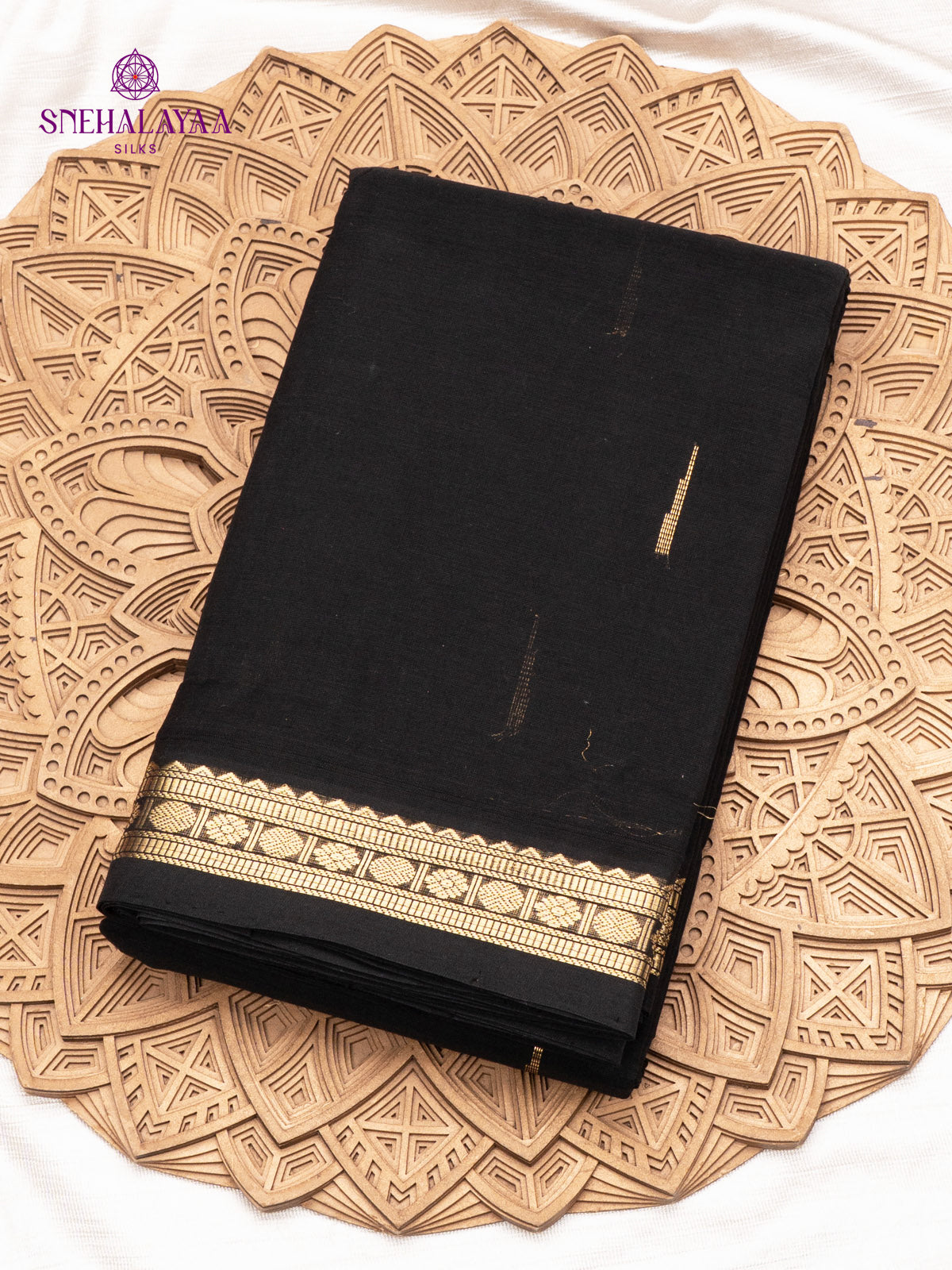 Black Pure Kanchi Cotton Saree