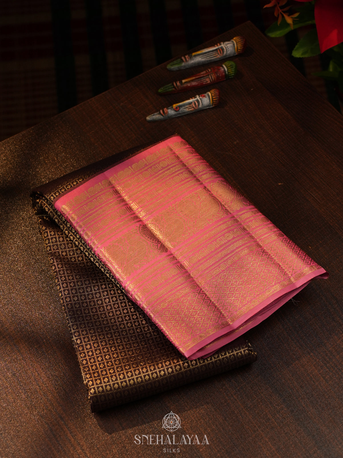 Chocolate Brown Kanjivaram Silk Saree