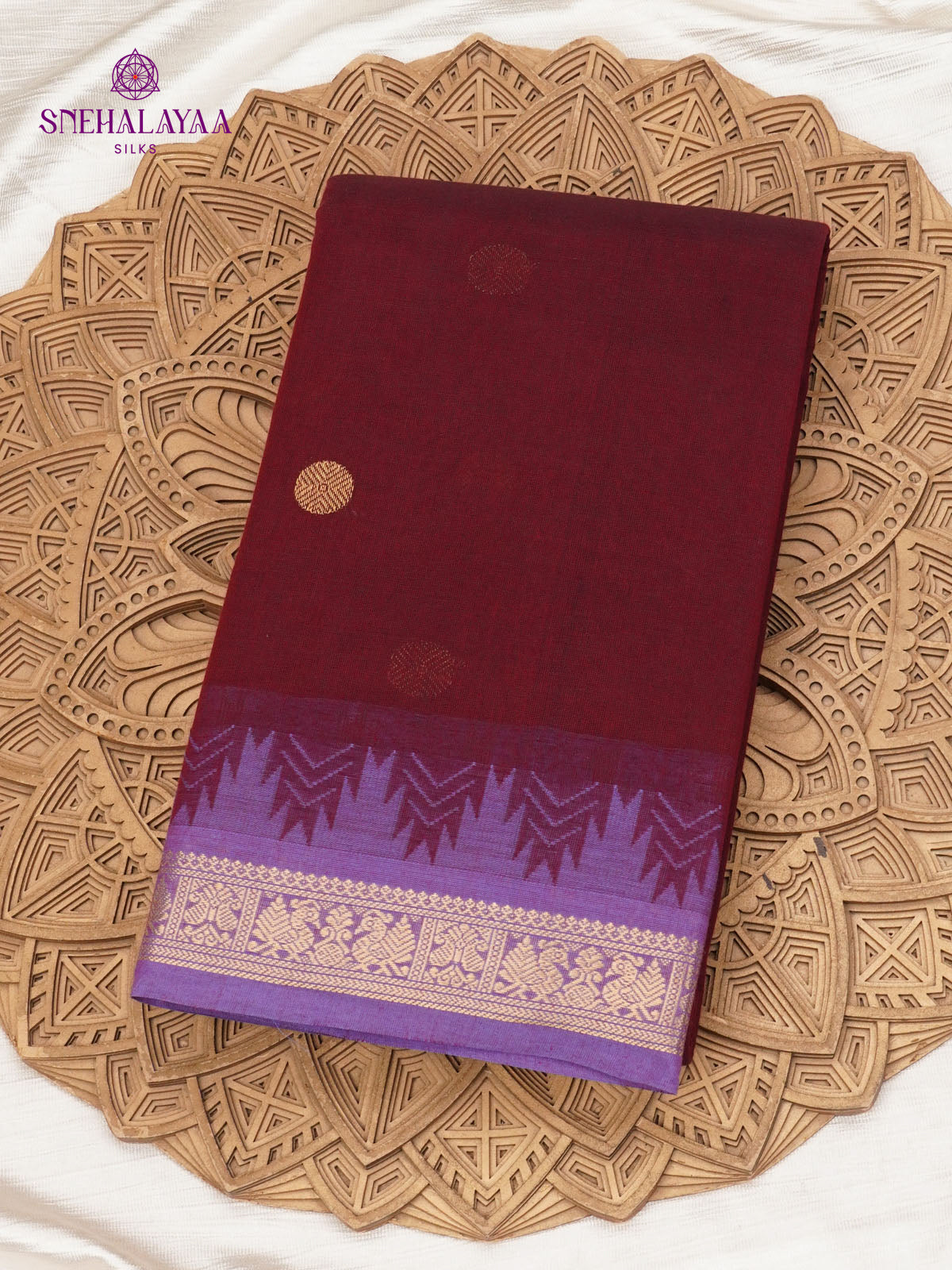 Maroon Pure Kanchi Cotton Saree