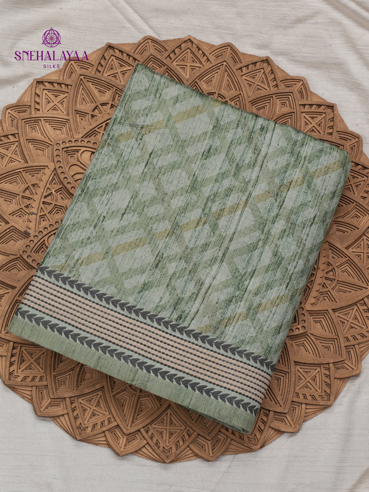 Pastel Green Tussar Embroidery Saree