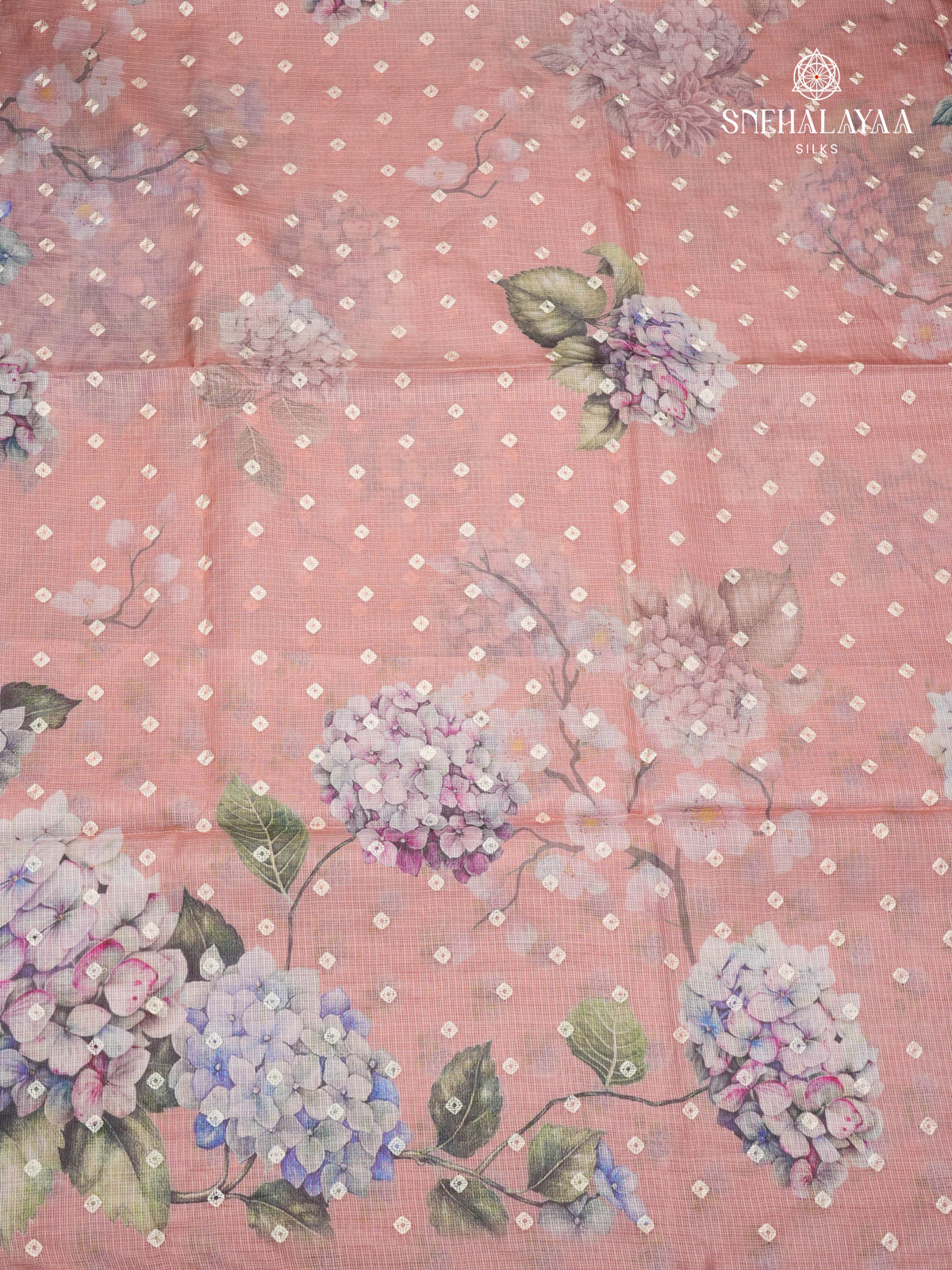 Peach Pink Kota Embroidery Saree