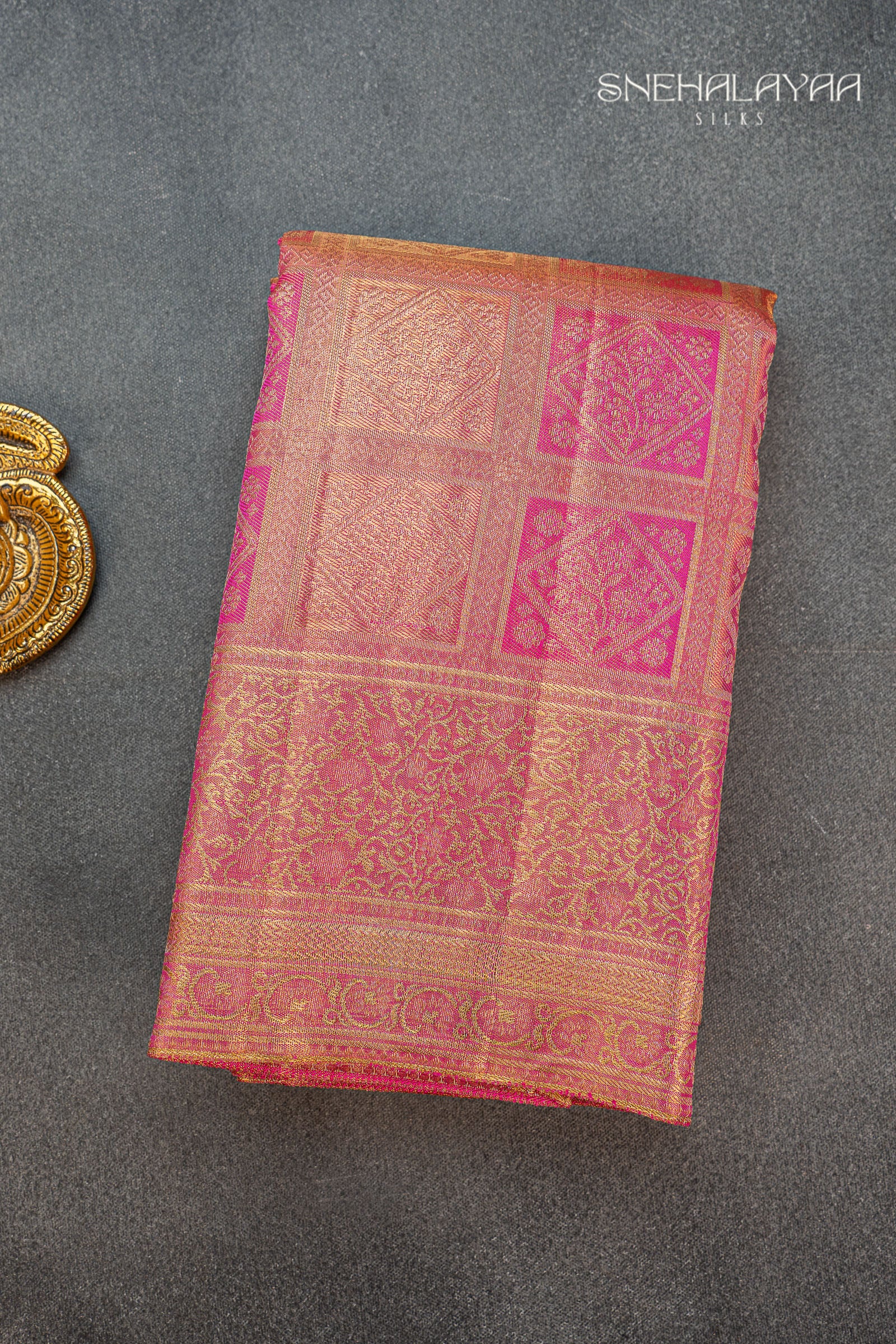 Punch Pink Kancheevaram Tissue Silk Saree