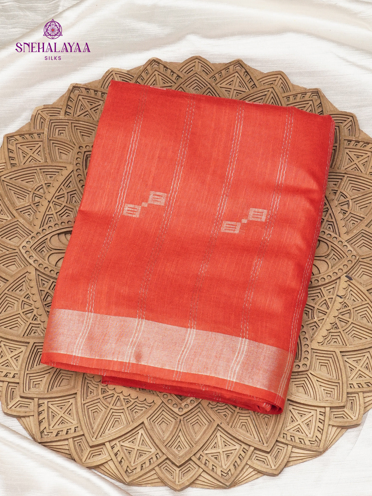 Rust Orange Bamboo Silk Saree