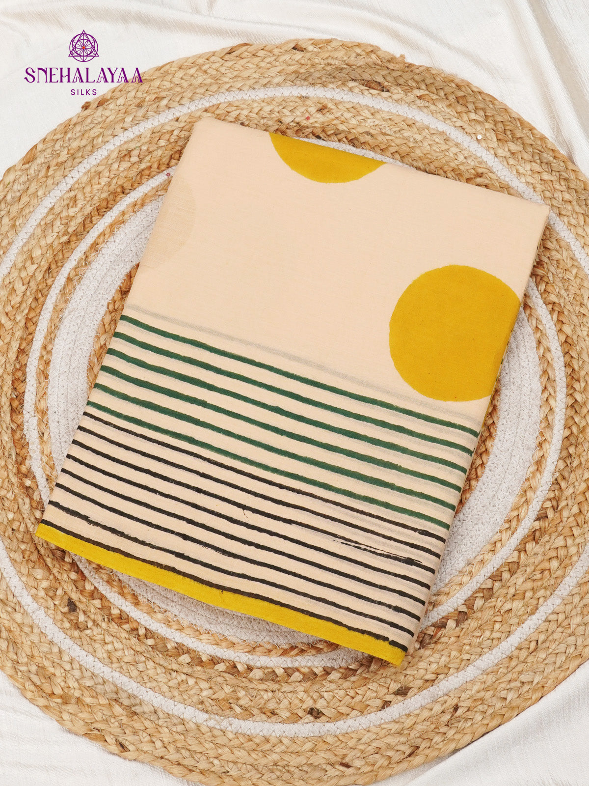 Beige Jaipur Cotton Saree