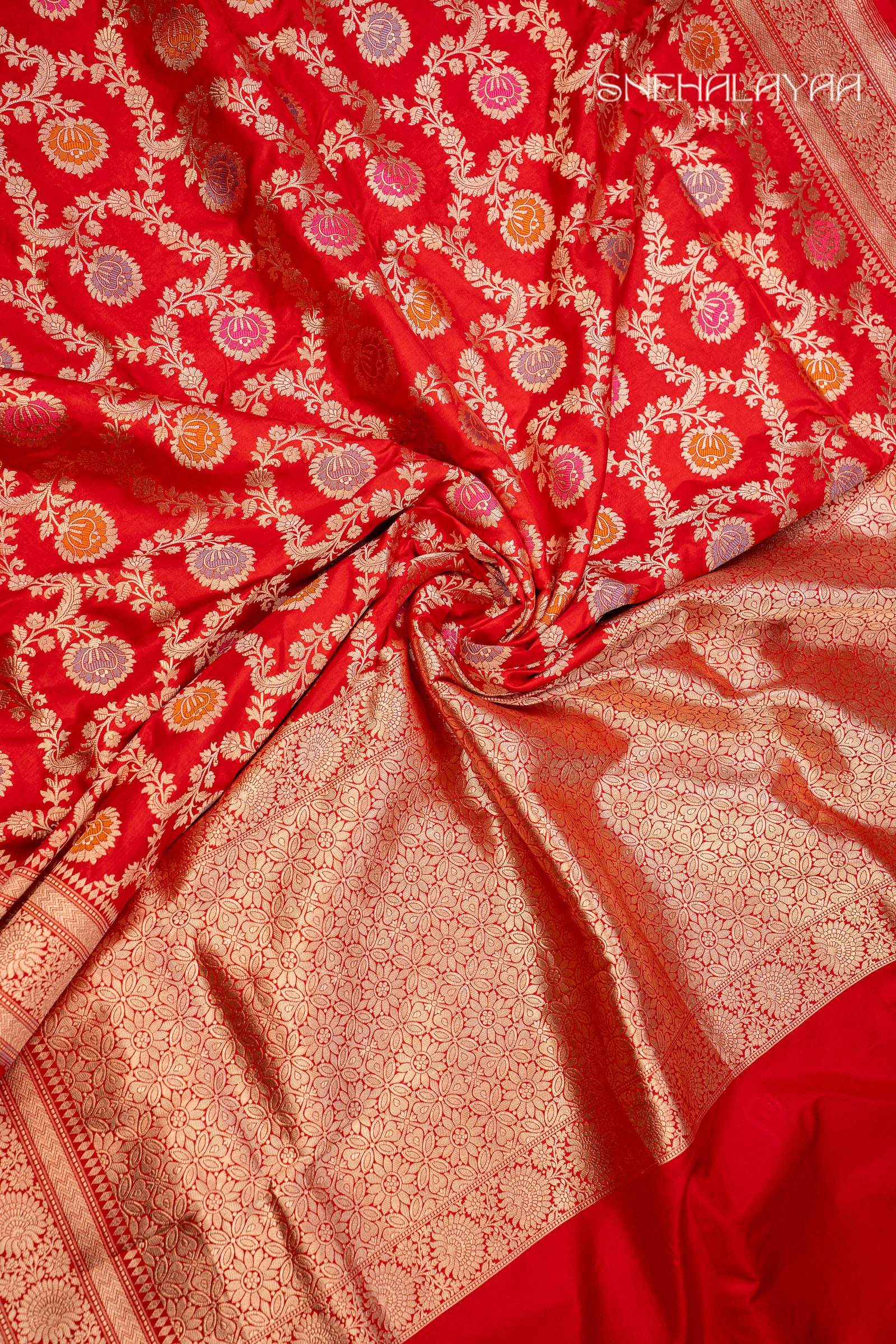 Rose Red Banaras Silk Saree
