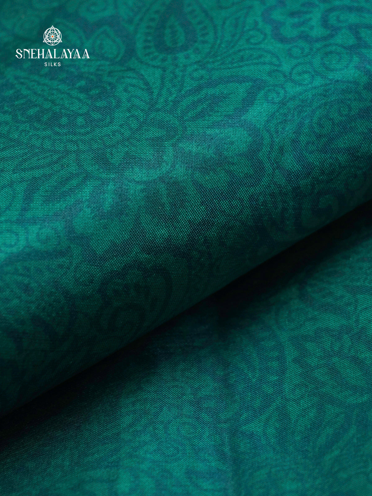 Teal Green Printed Saree