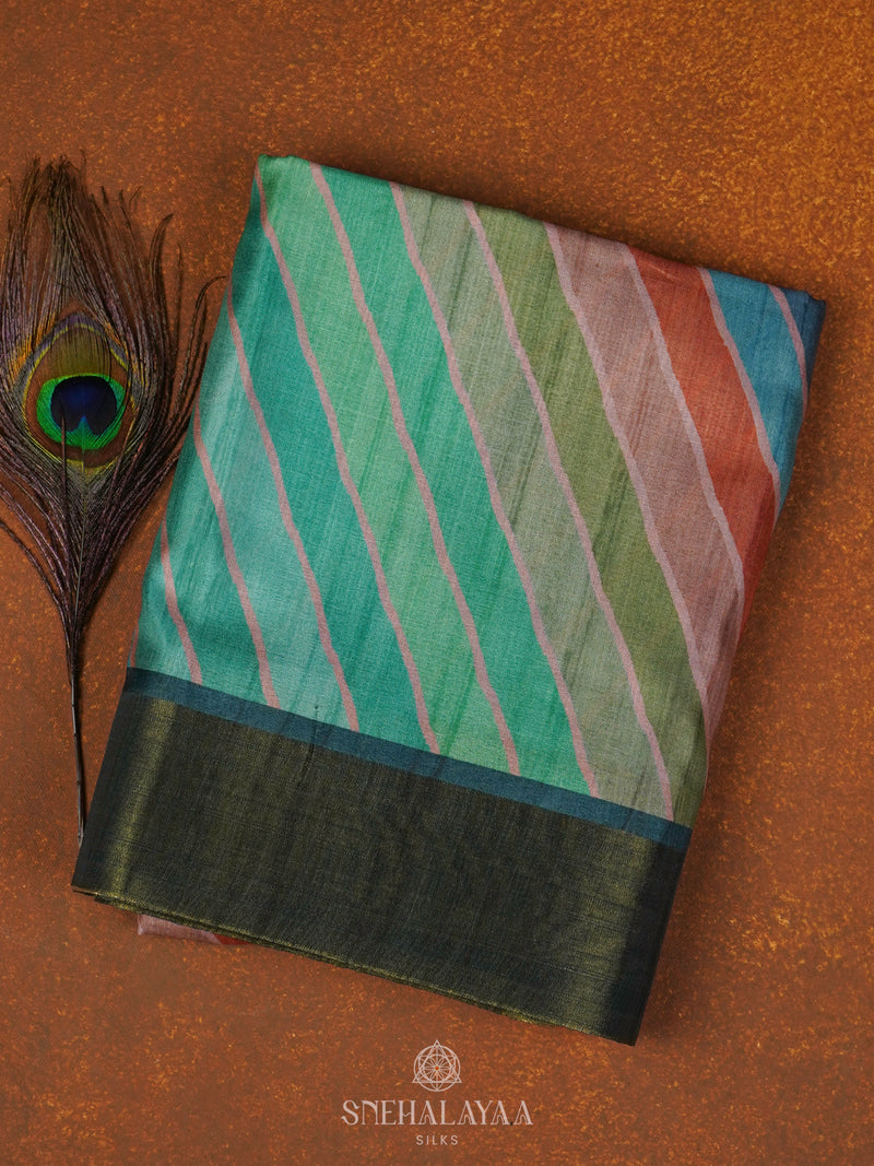 Multicolour Munga Tussar Saree