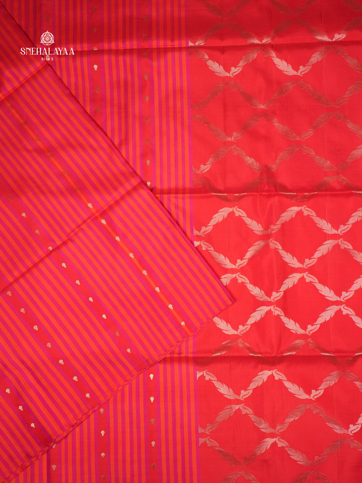 Orange Borderless Kanjivaram Soft Silk Saree