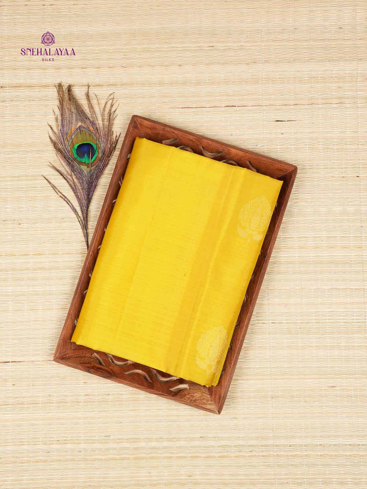 Yellow Borderless Kanjivaram Soft Silk Saree