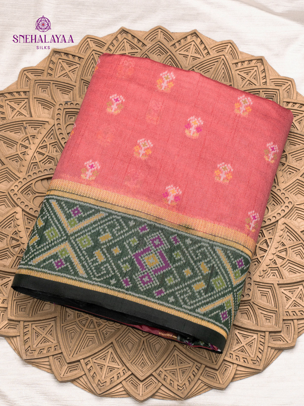 Pink Ikat Silk Saree