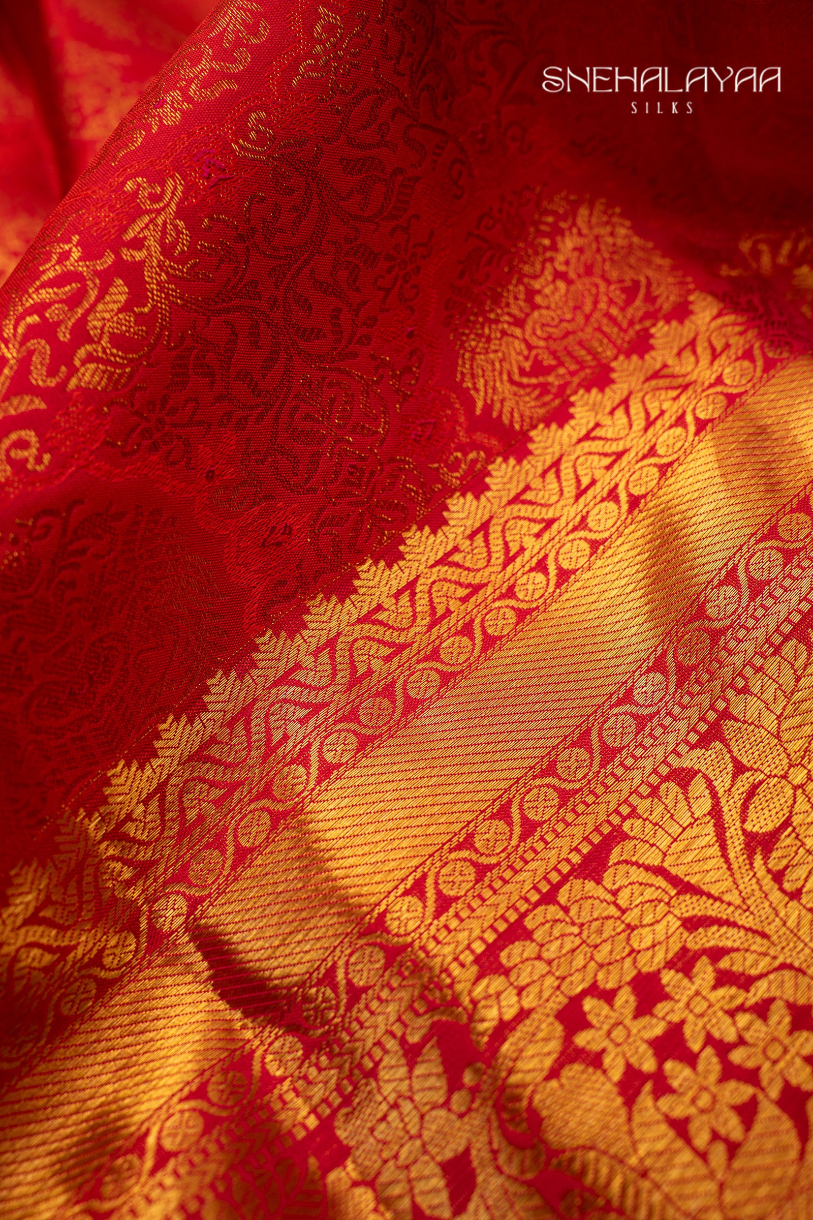 Scarlet Red Kancheevaram Silk Saree