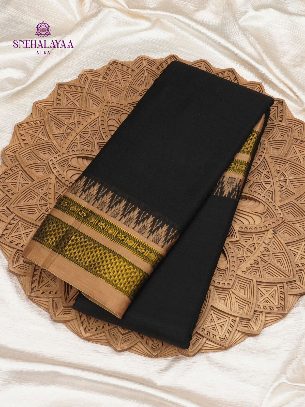 Black Naranyanpet Cotton Saree