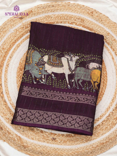 Purple Dola Silk Saree