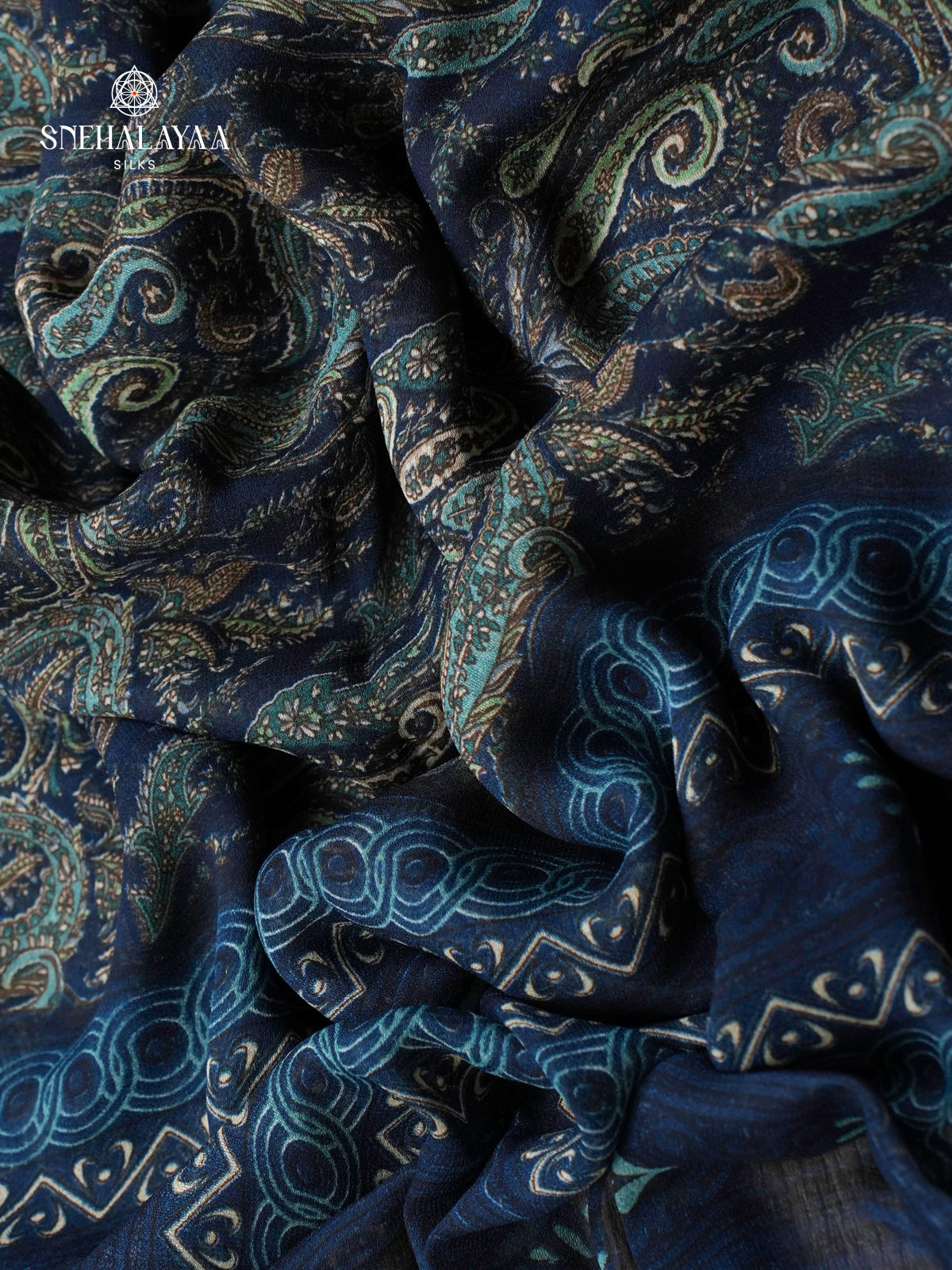 Navy Blue Chiffon Saree