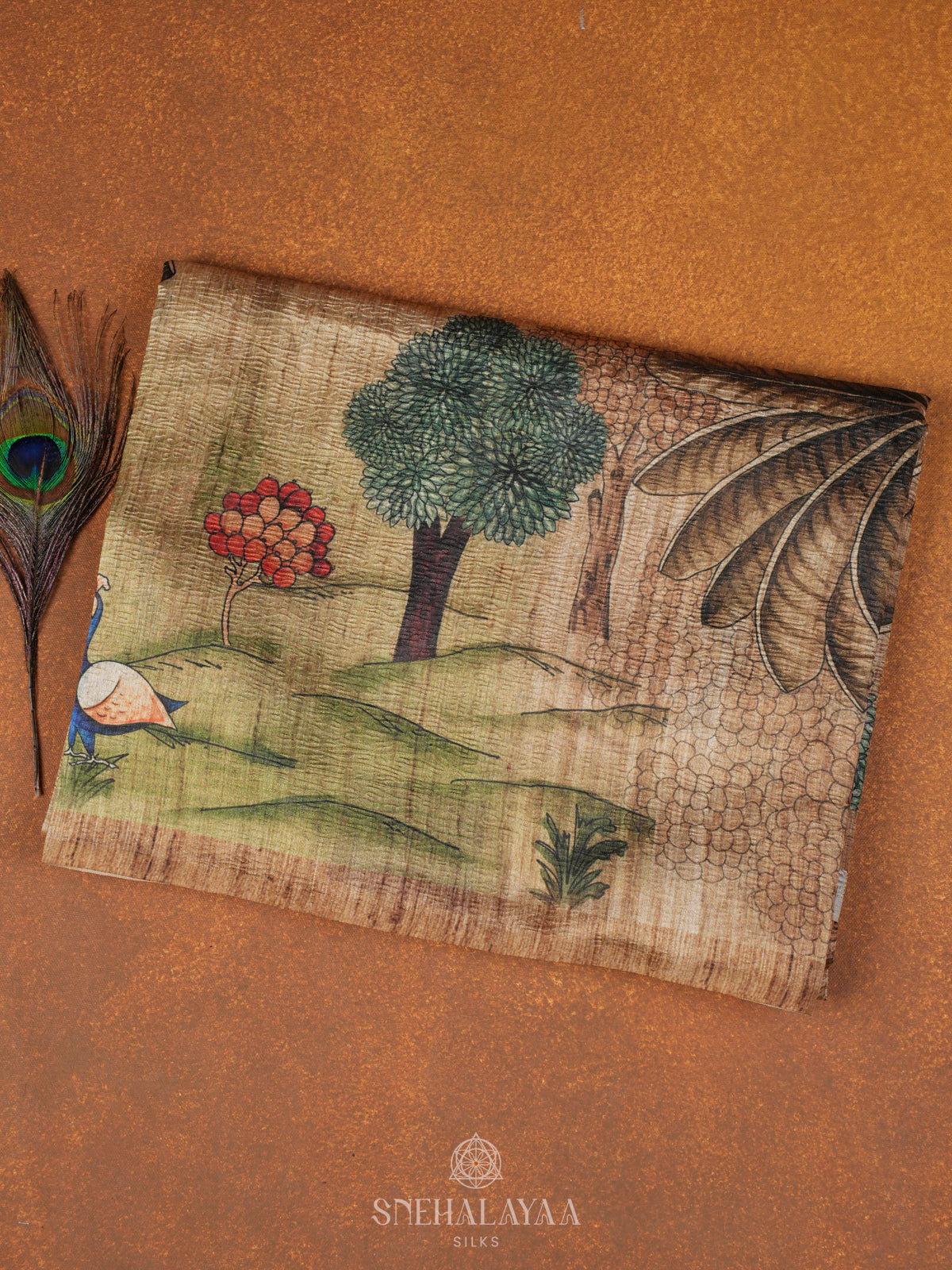 Mustard Tussar Saree