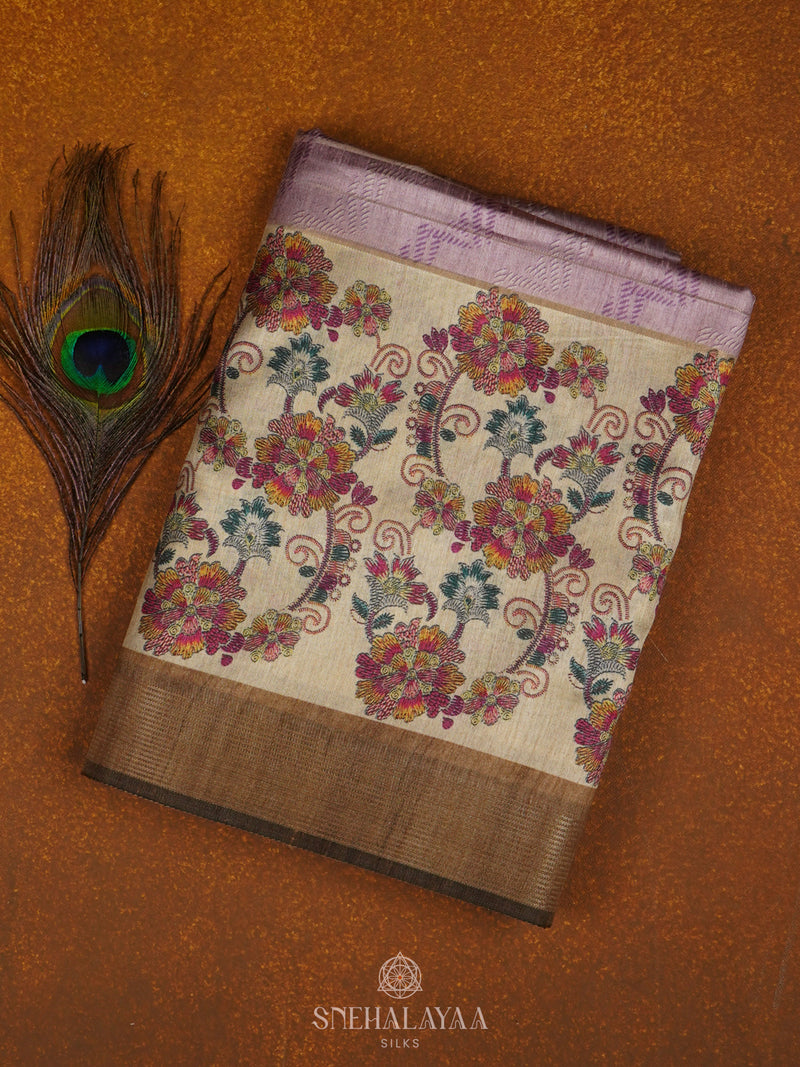 Lavender Munga Tussar Saree