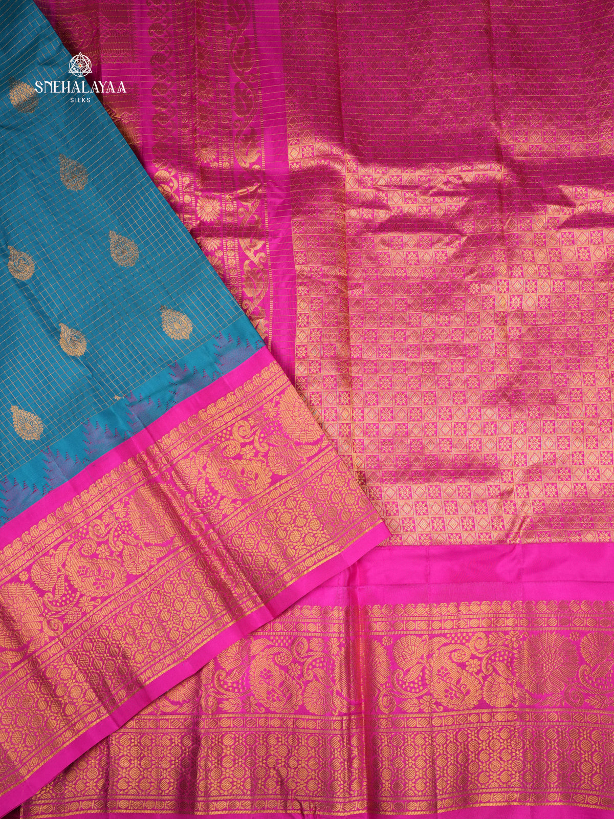 Blue Gadwal Silk Saree