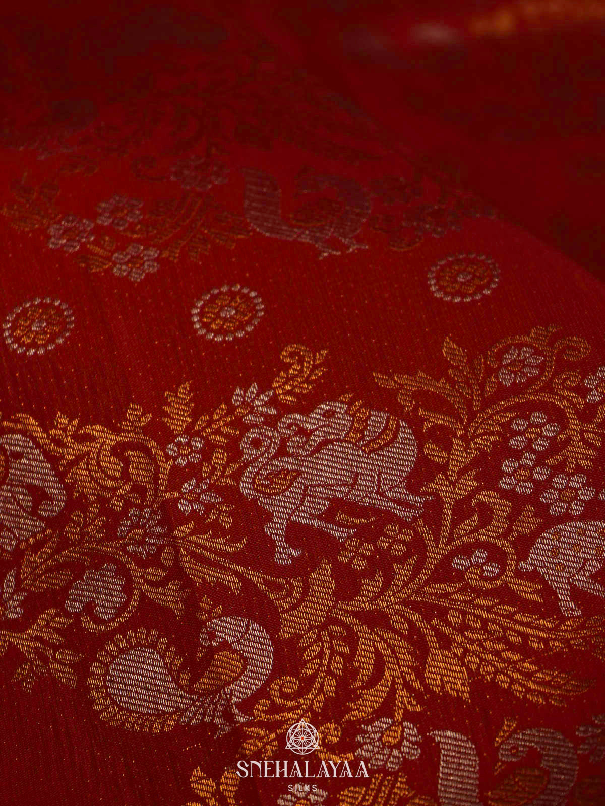 Rust Orange Art Silk Saree