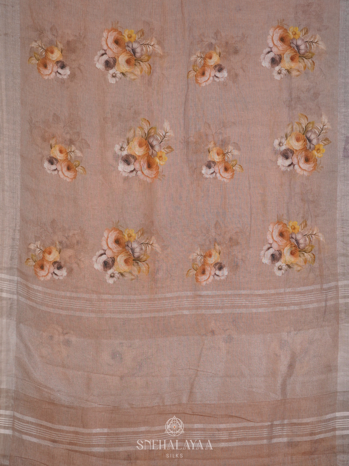 Beige Linen Saree