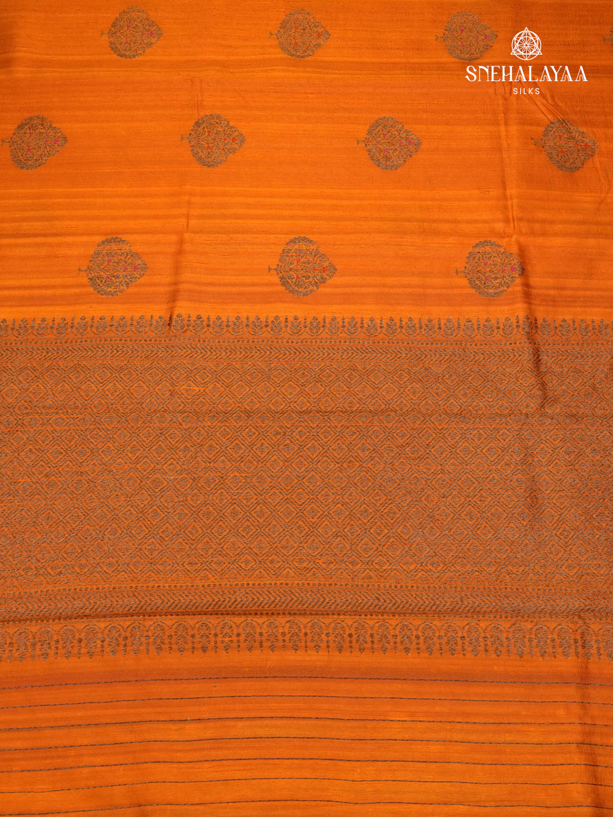 Orange Banaras Raw Silk Saree