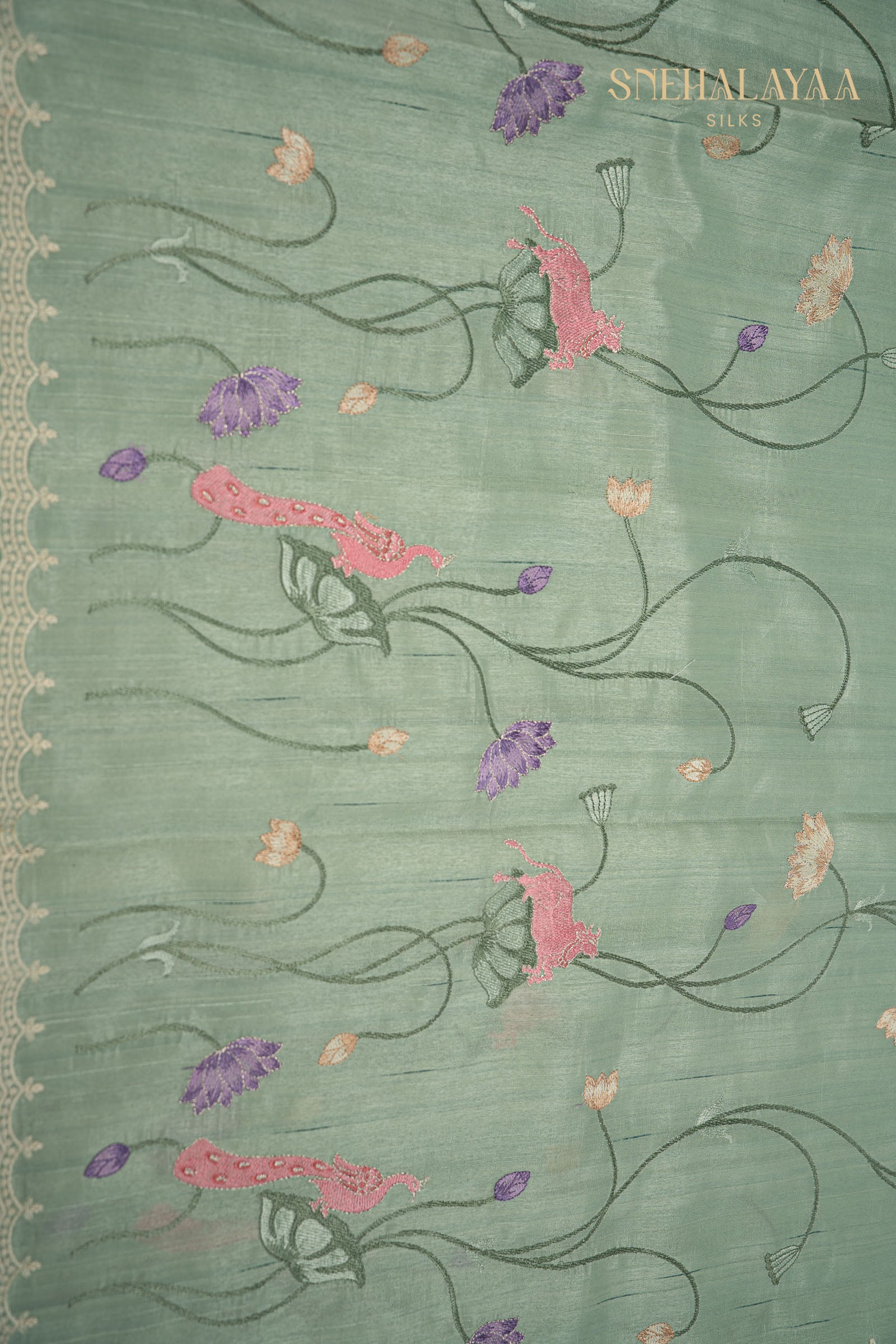 Fern Green Raw Silk Saree