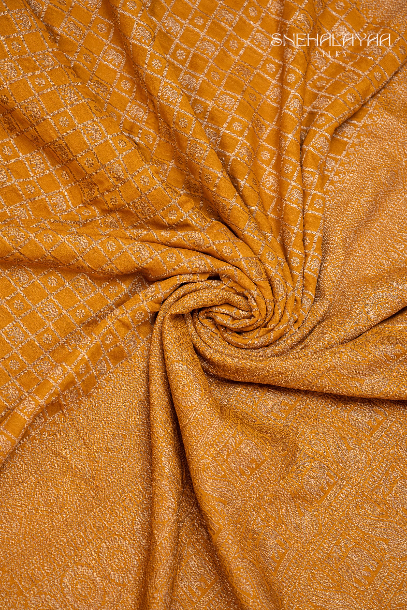 Honey Orange Banaras Georgette Saree