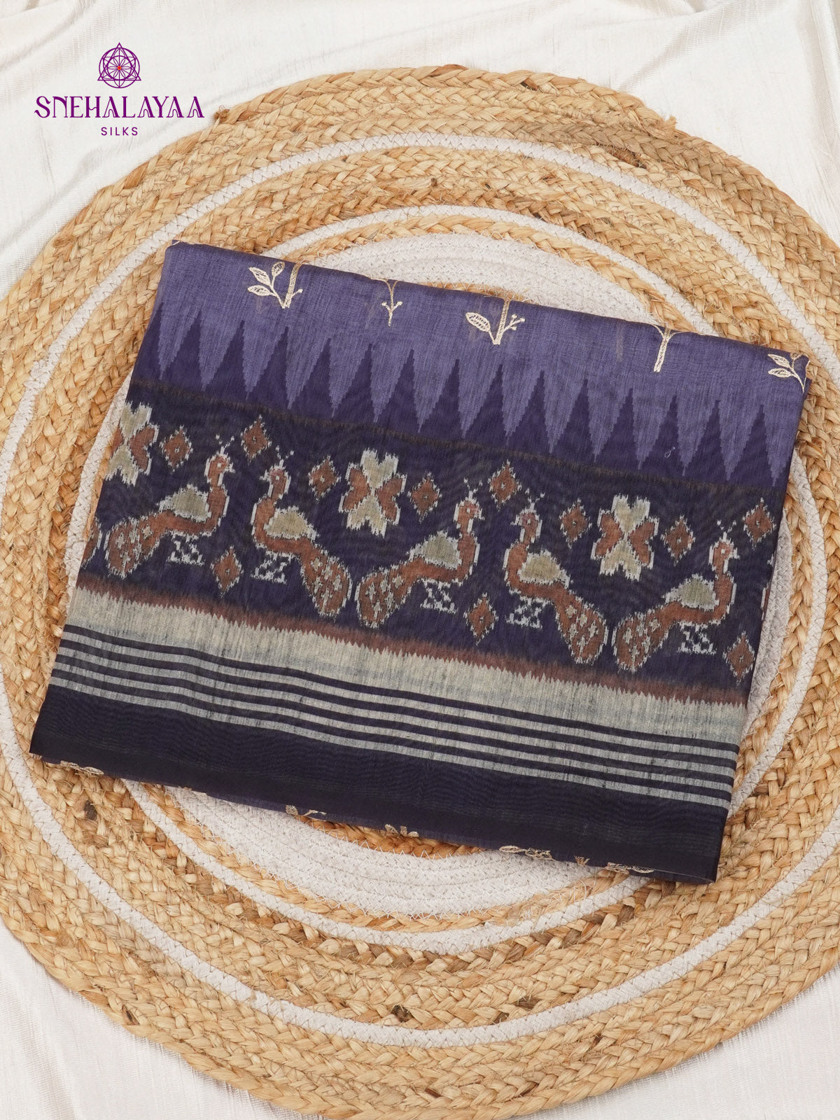 Pastel Blue Linen Embroidery Saree