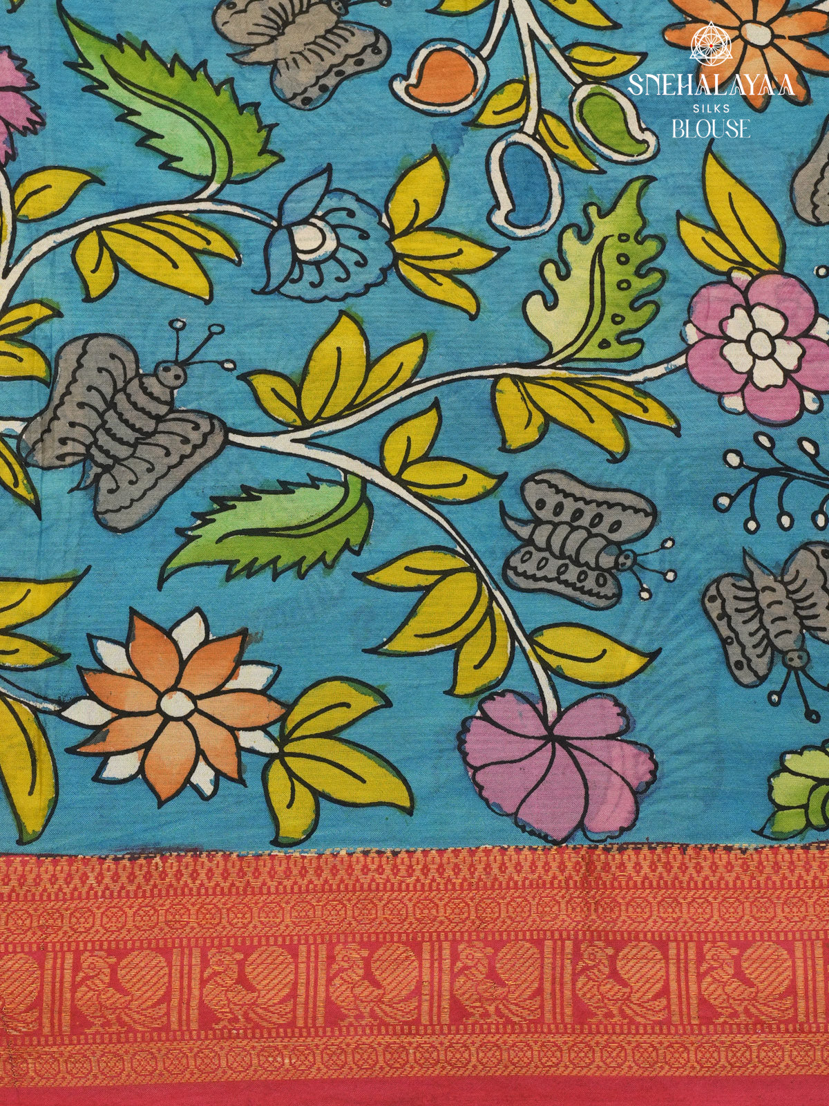 Grey Kalamkari Hand Painted Saree