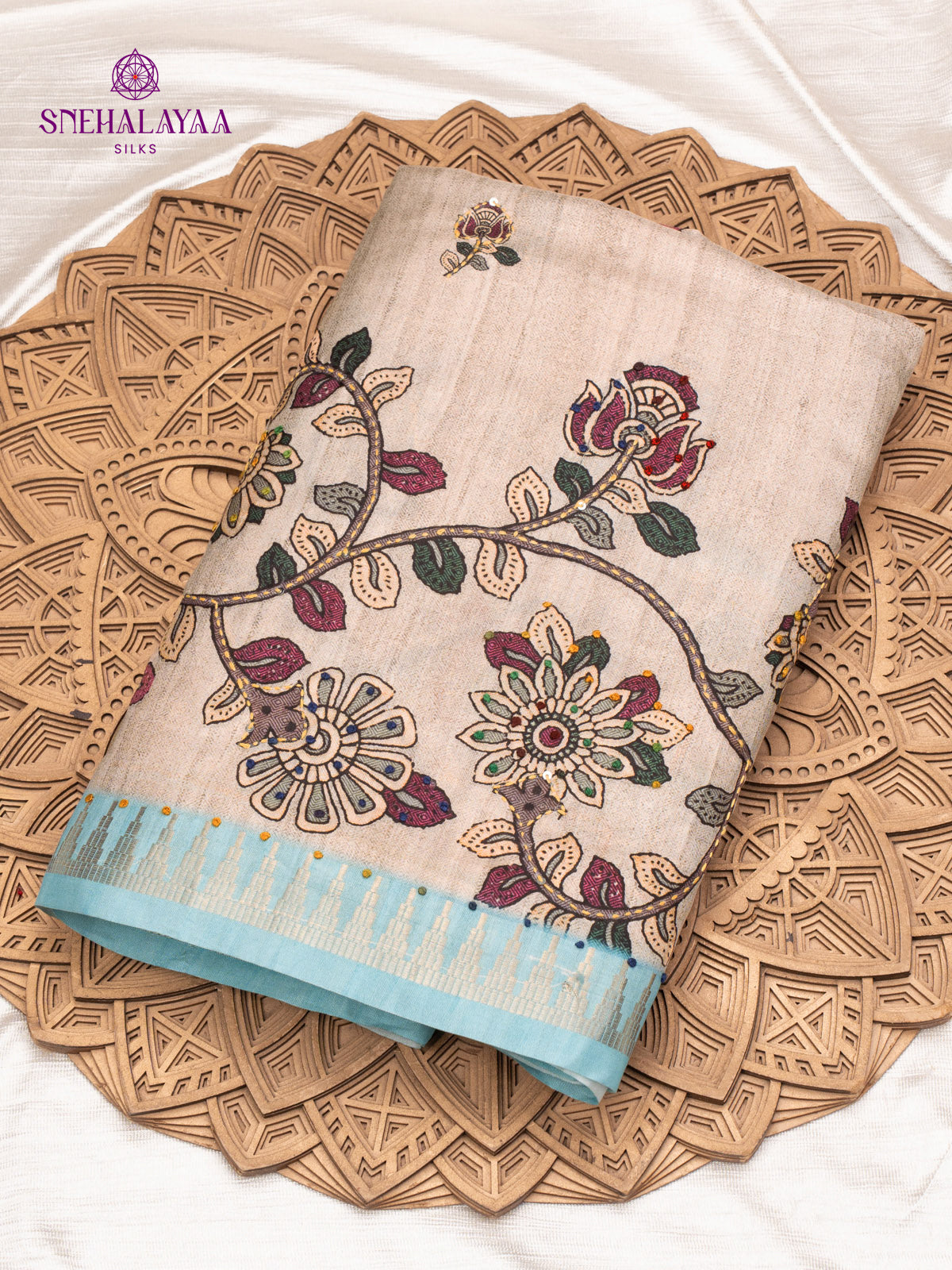 Pastel Brown Tussar Saree