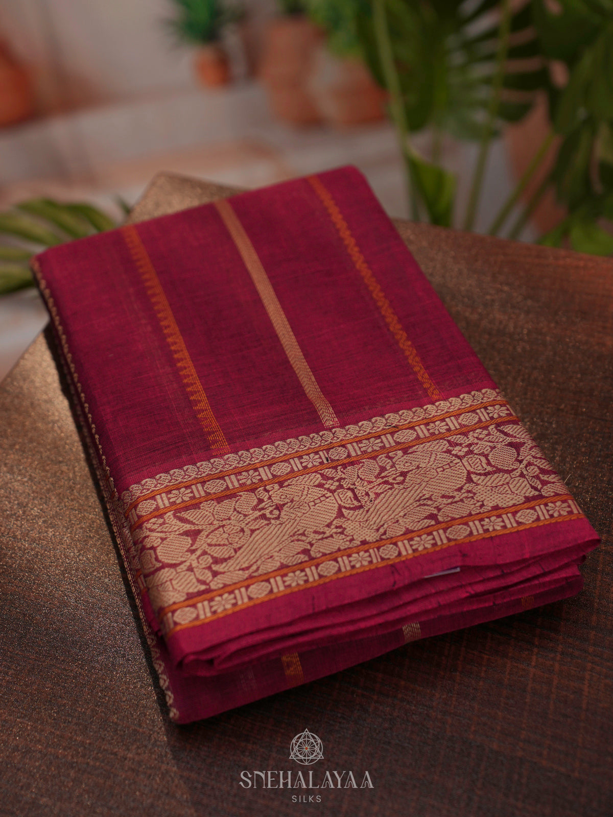 Maroon Kanchi Cotton Saree