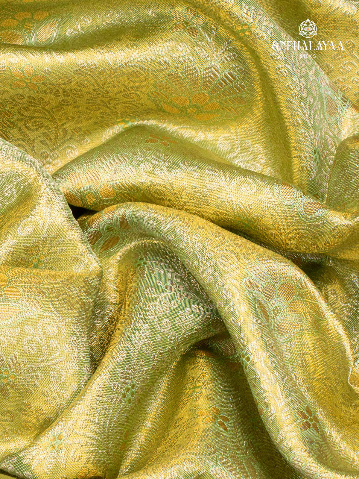 Lime Green Kanjivaram Silk Saree