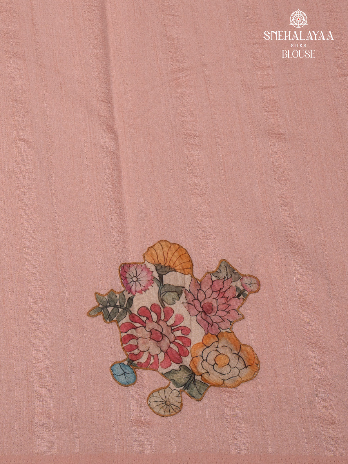 Peach Raw Silk Embroidery Saree