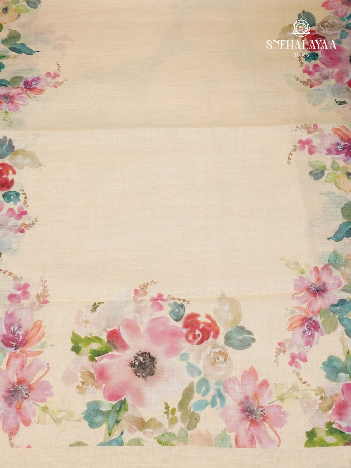 Sandal Printed Linen Saree