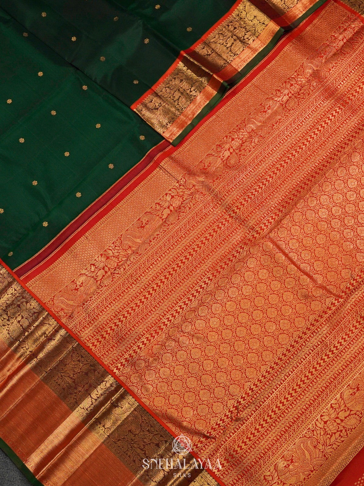 Forest Green Kanjivaram Silk Saree