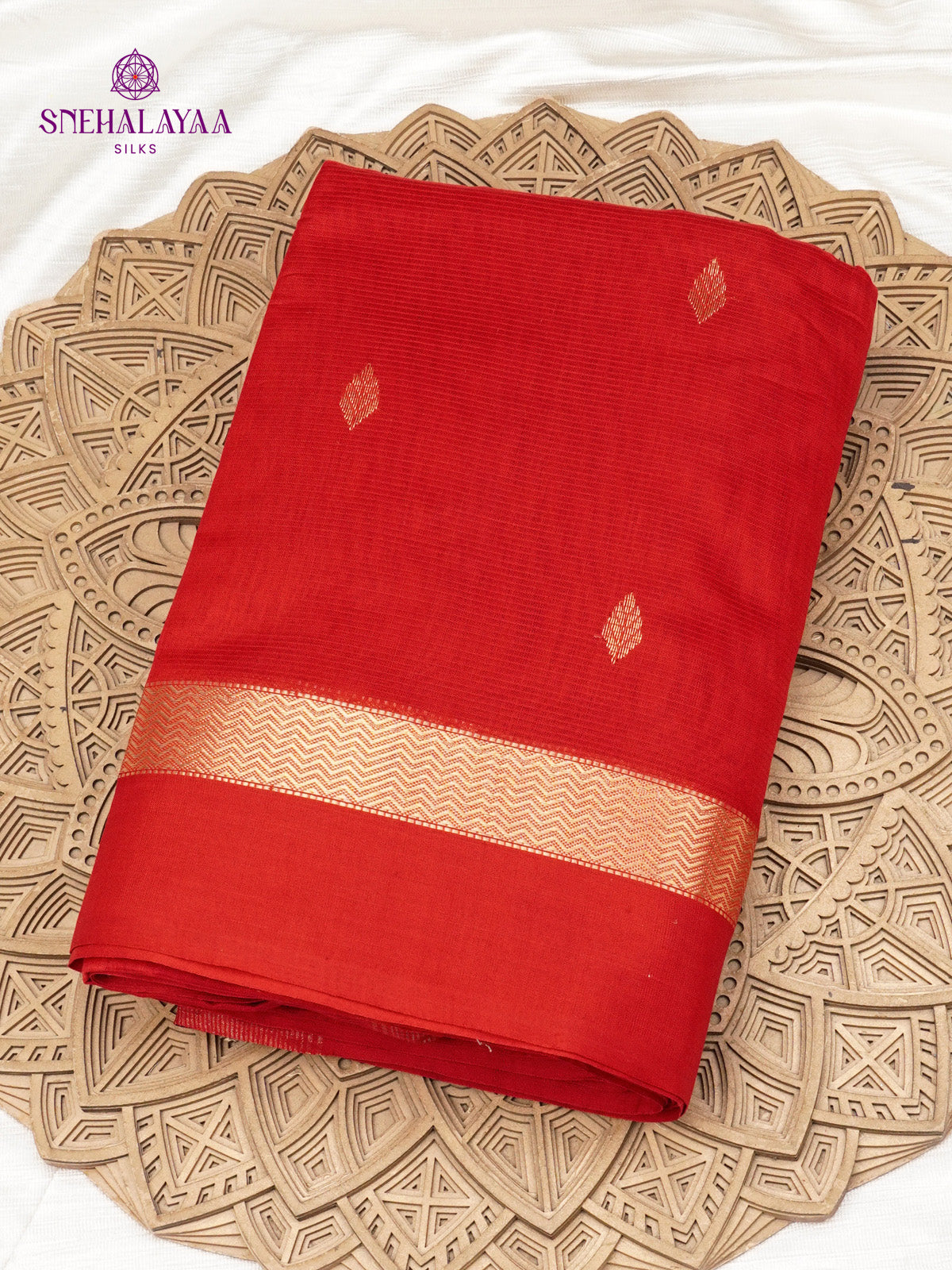 Red Maheshwari Silk Cotton Saree