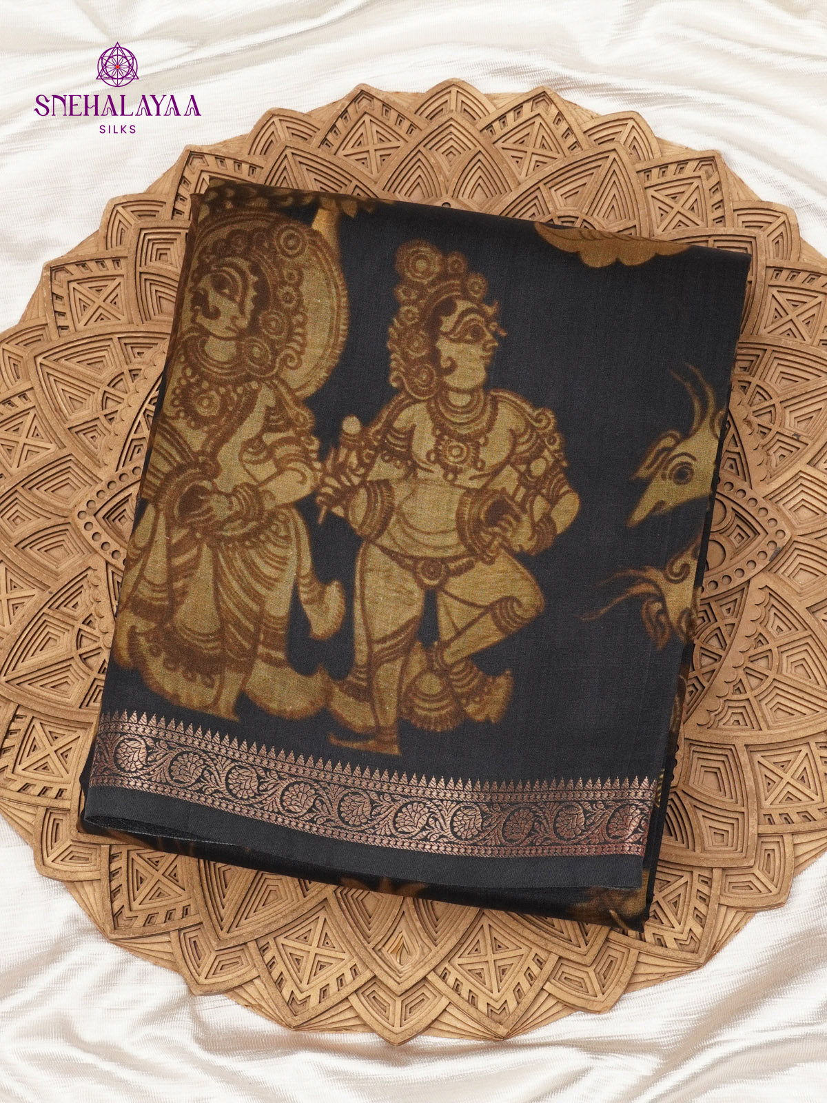 Black Chiniya Silk Saree