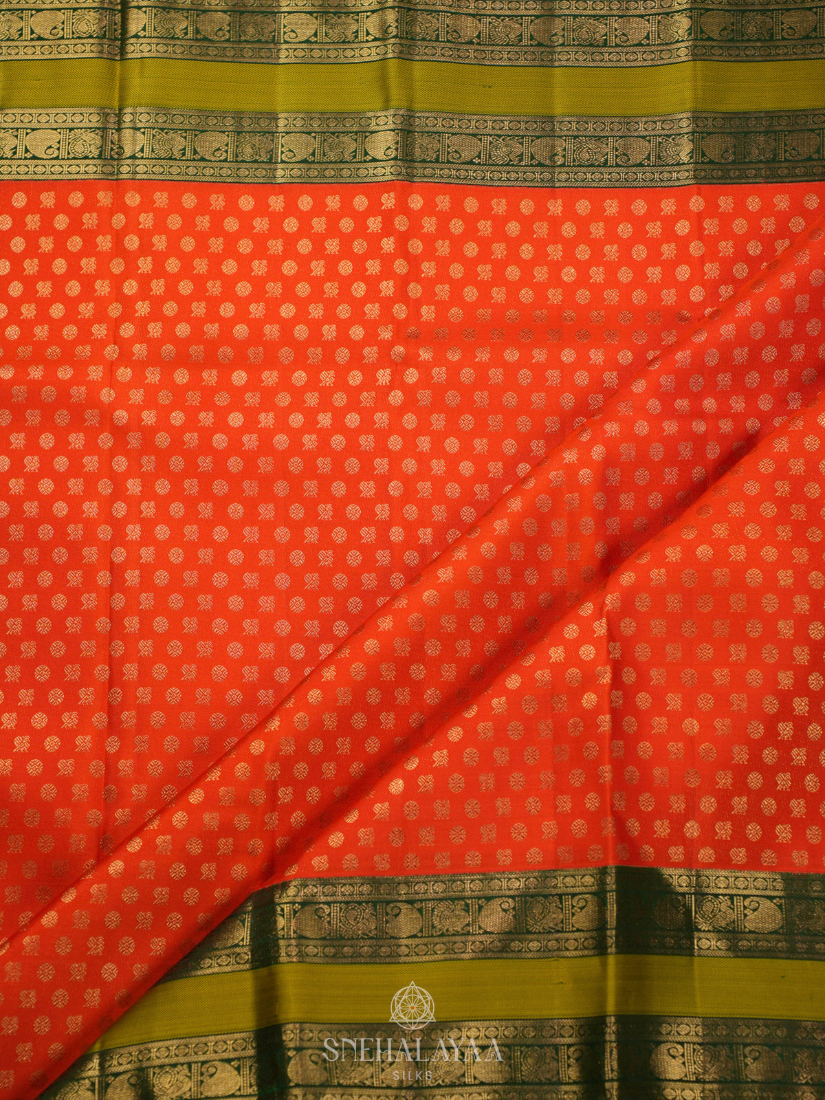 Rust Orange Kanjivaram Silk Saree