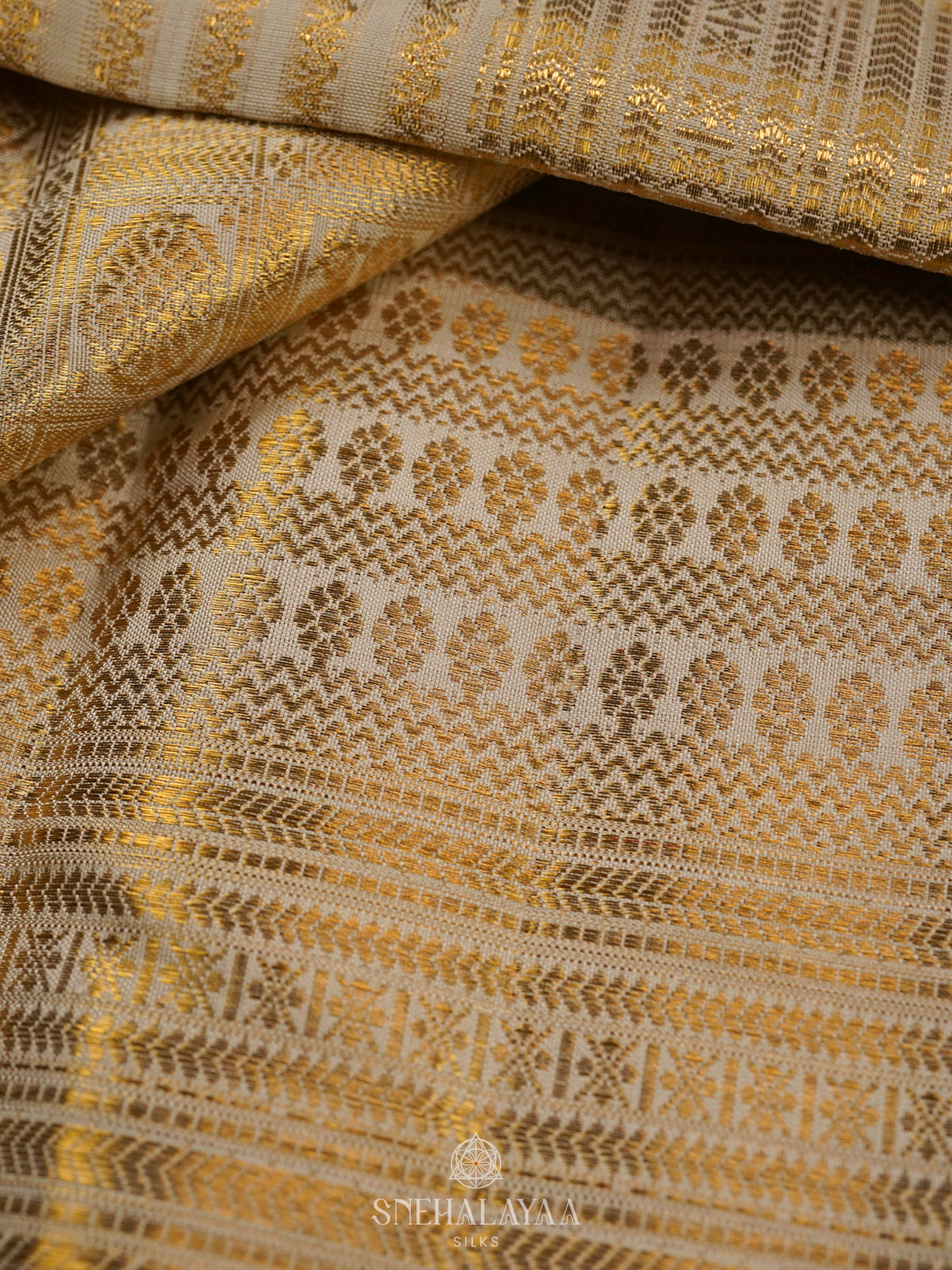 Cream Kanjivaram Silk Saree