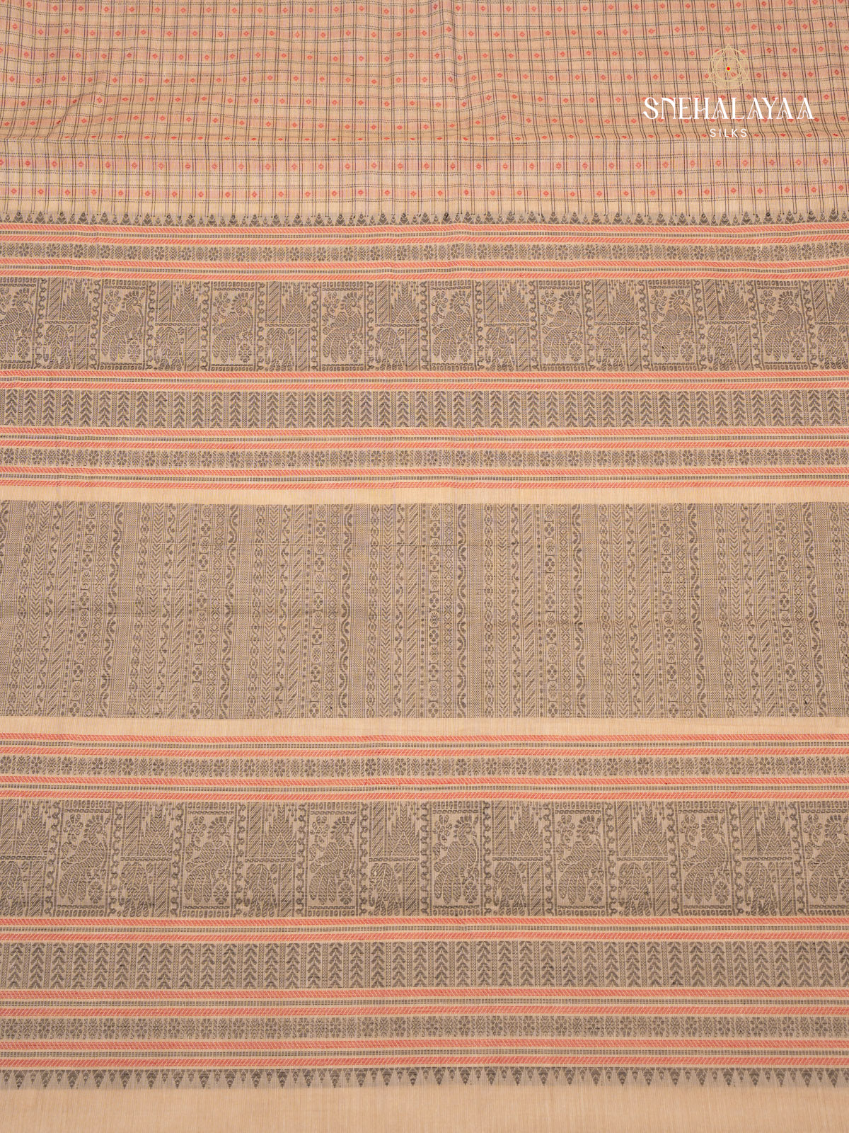 Light Orange Kanchi Cotton Saree