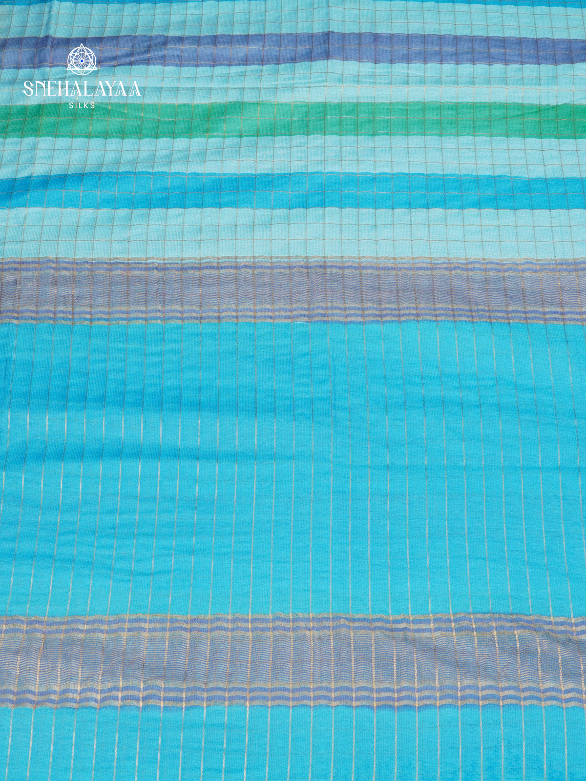 Ocean Blue Bamboo Silk Saree